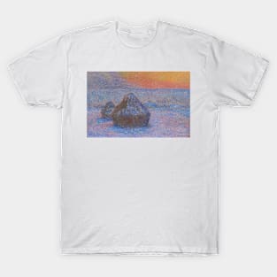 Stacks of Wheat (Sunset, Snow Effect) by Claude Monet T-Shirt